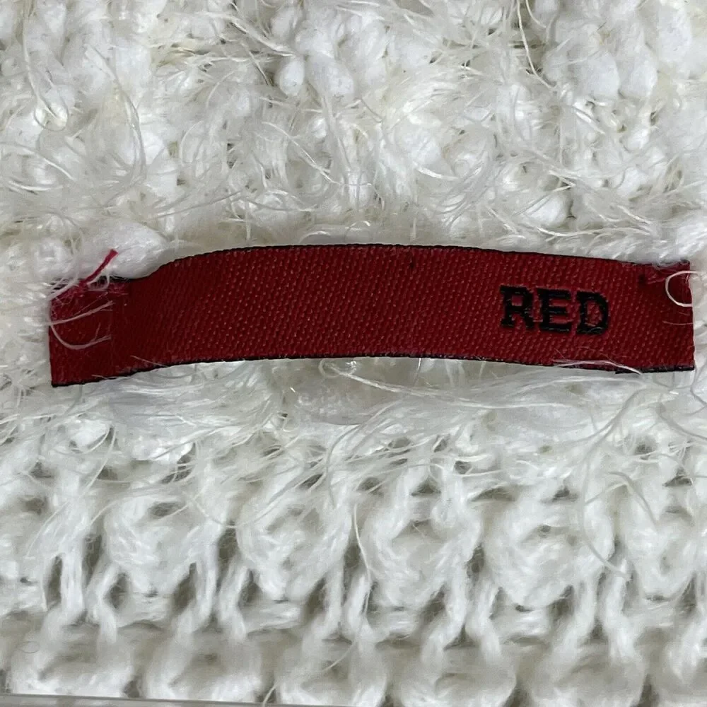 Red Brand‎ Ivory Acrylic Eyelash Size M Women's Long Sleeves Sweater